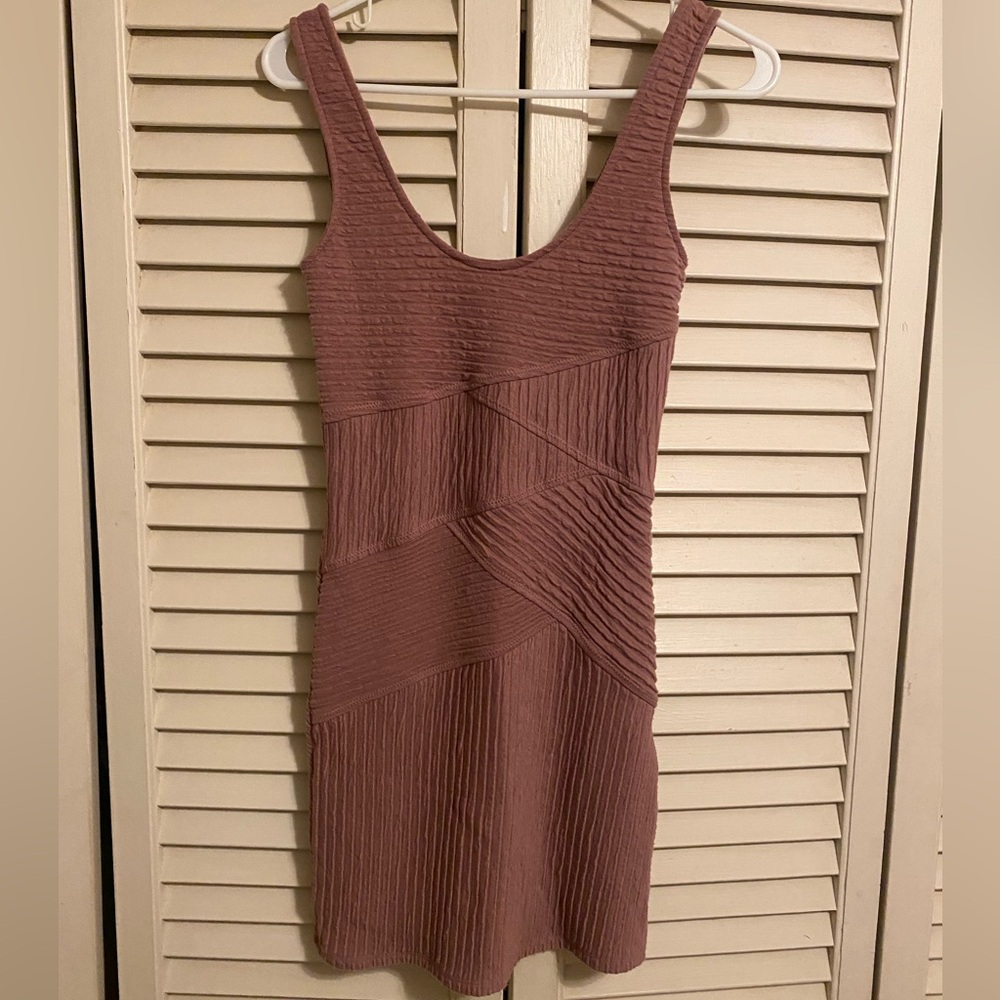Free People Ribbed Bodycon Mini Dress in Mauve